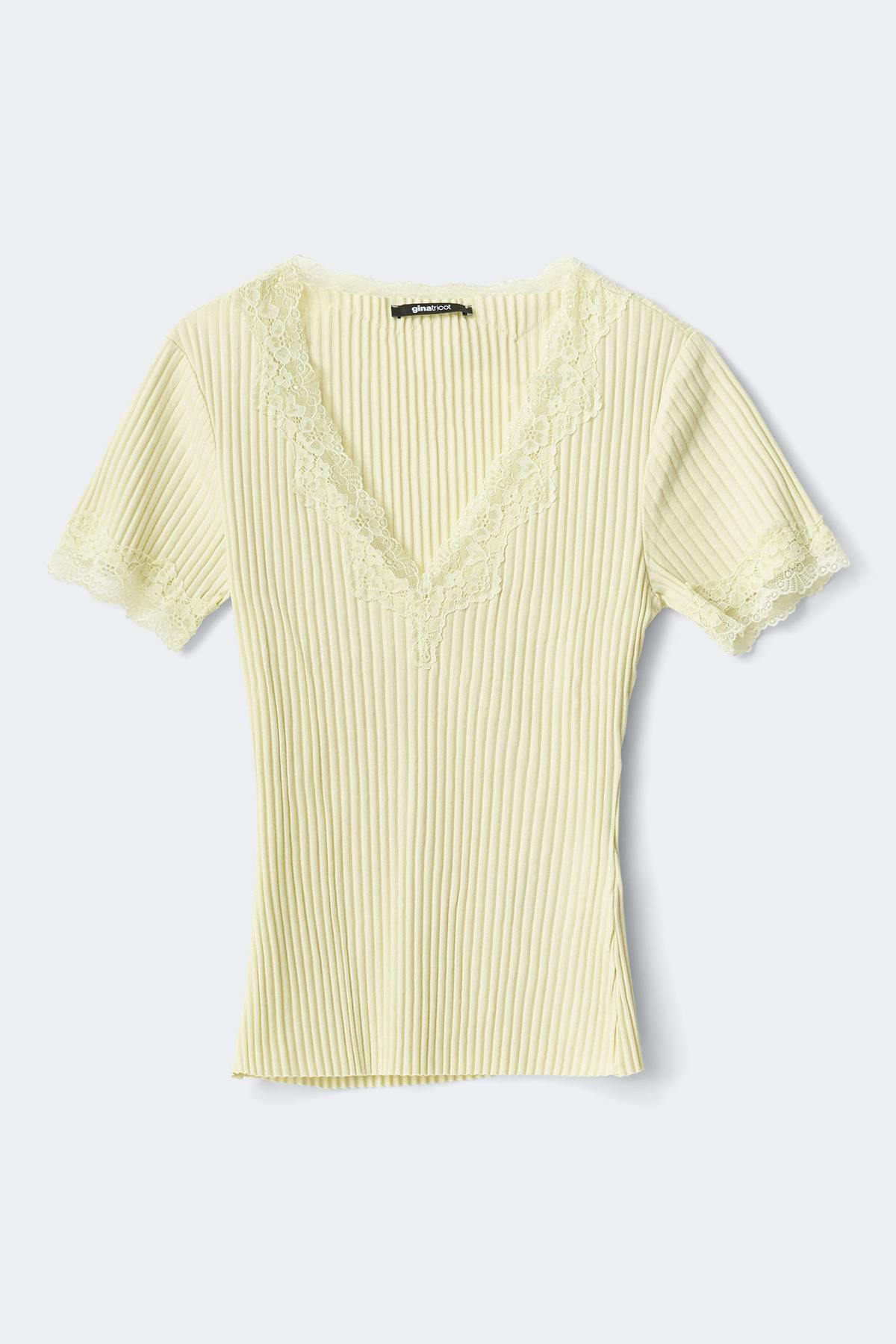 Lace detail rib top - Aloe wash