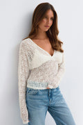 Lace v-neck top - Gardenia