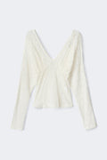 Lace v-neck top - Blanc cassé