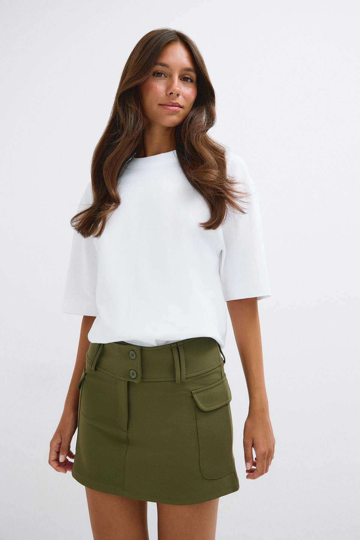 Cargo mini skirt - Grape leaf