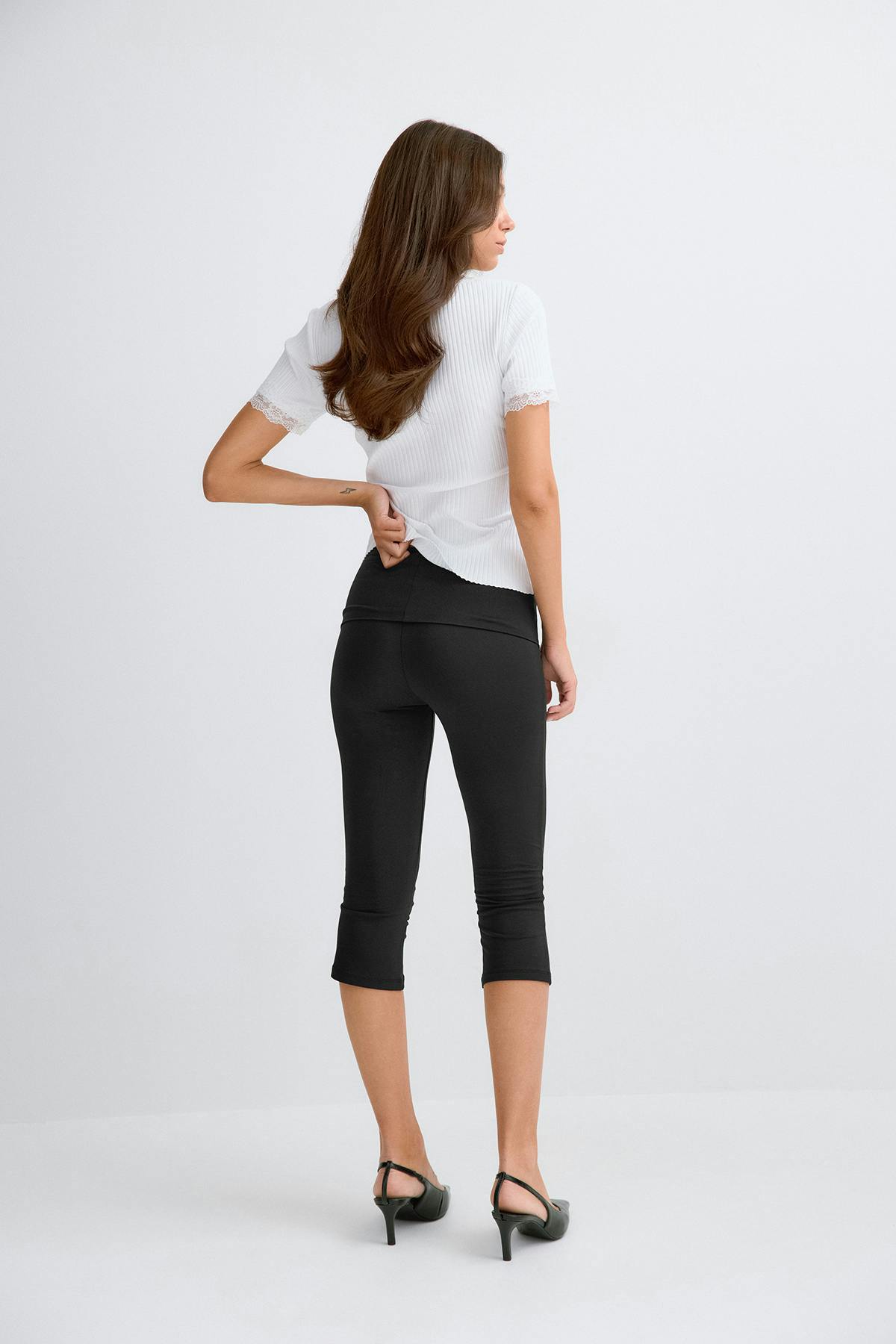 Folded capri trousers - Noir