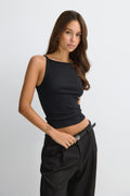 Boatneck rib singlet - Blanc cassé