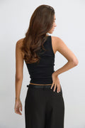 Boatneck rib singlet - Noir