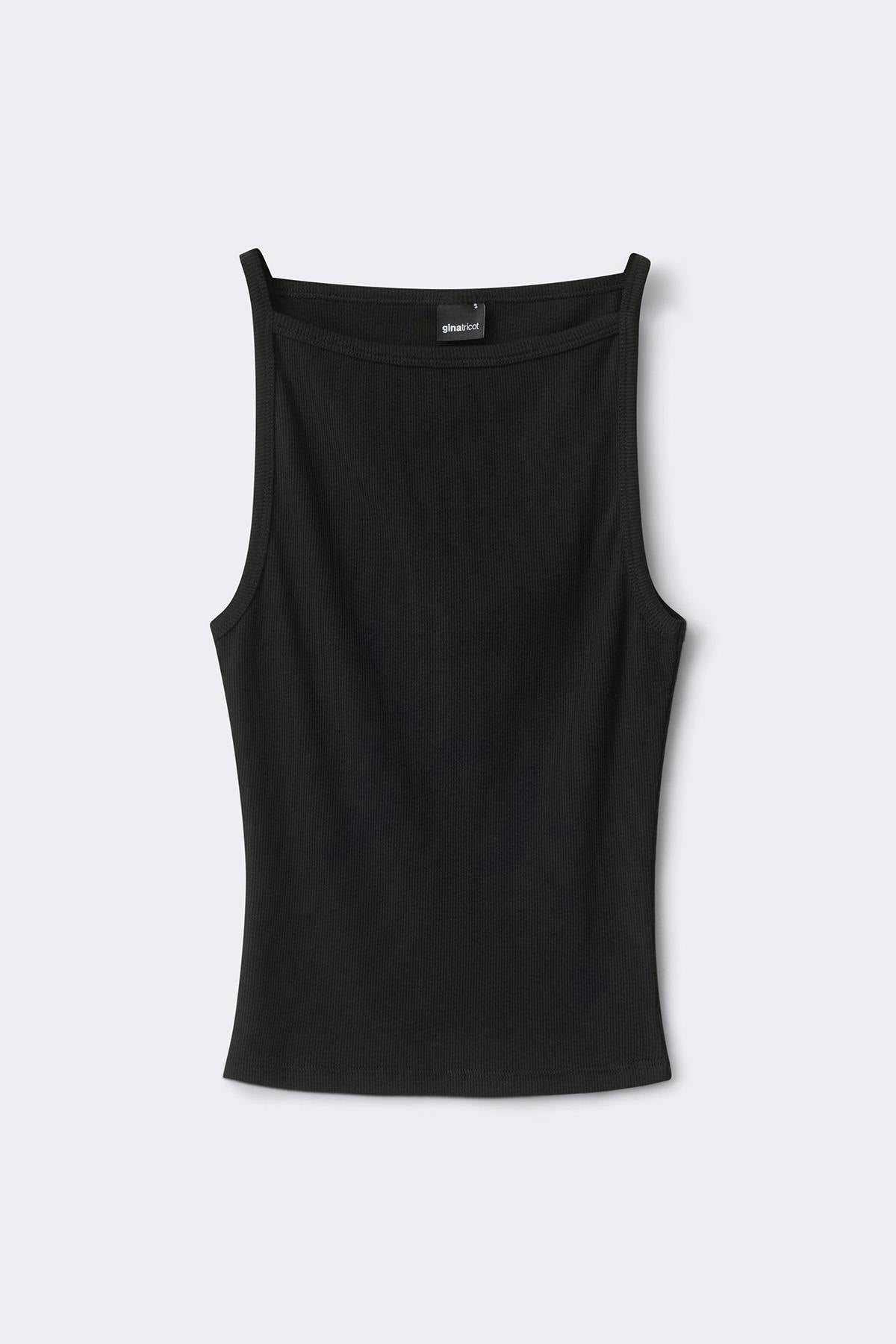 Boatneck rib singlet - Noir