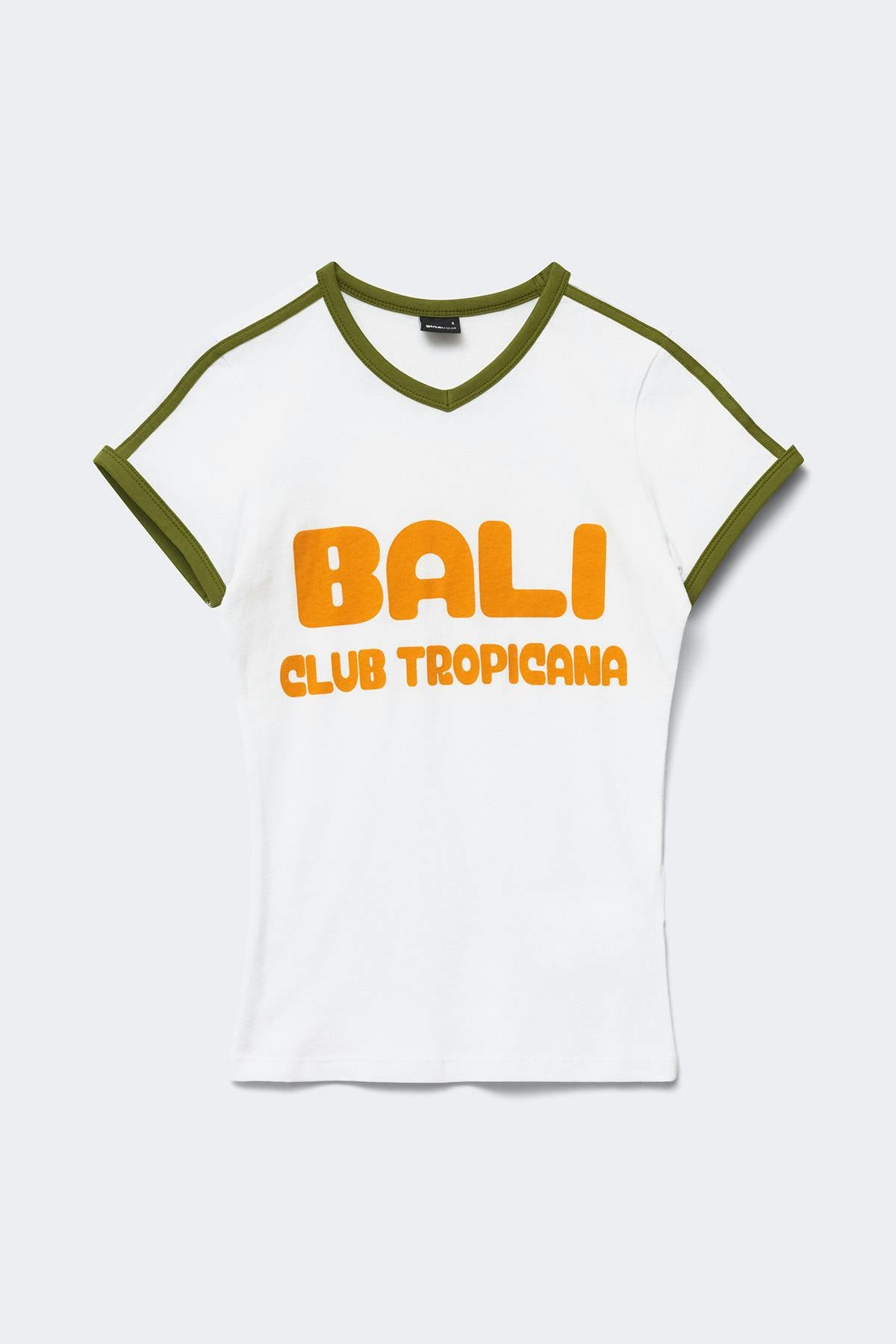 V-neck print tee - White/print