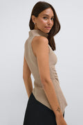 Textured halterneck top - Beige