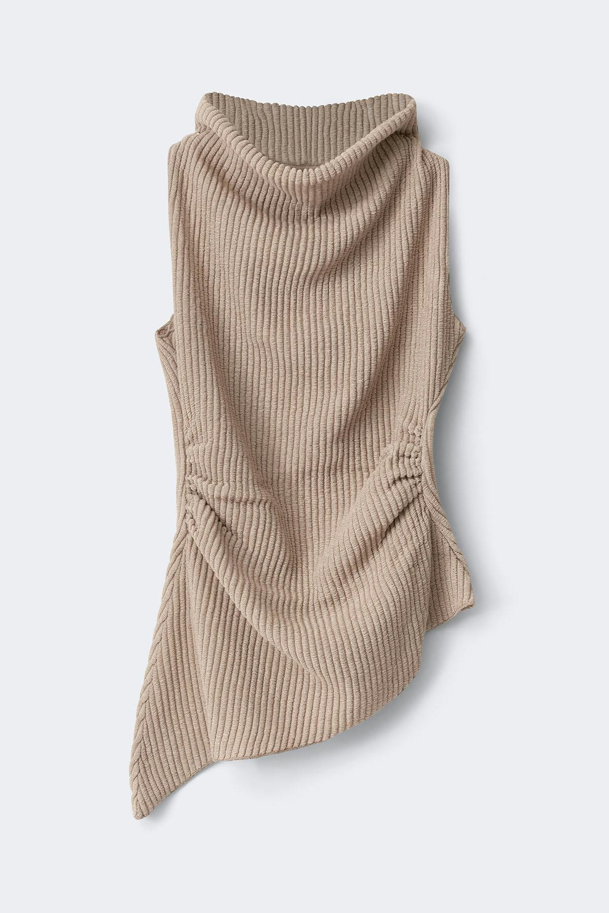 Textured halterneck top - Beige