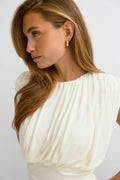 Ruched shoulder pads top - Egret