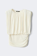 Ruched shoulder pads top - Egret