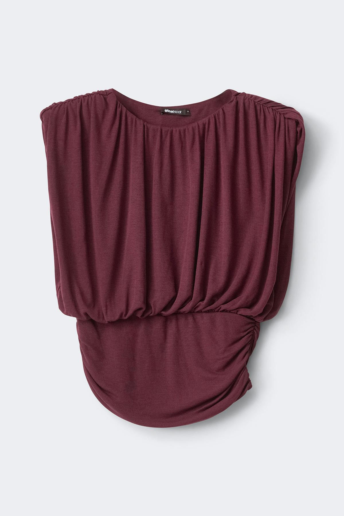 Ruched shoulder pads top - Decadent chocolate
