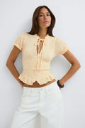Smock tie top - Coral ditsy