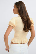 Smock tie top - Coral ditsy