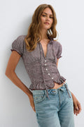 Smock tie top - Strong cerise