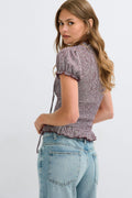 Smock tie top - Strong cerise