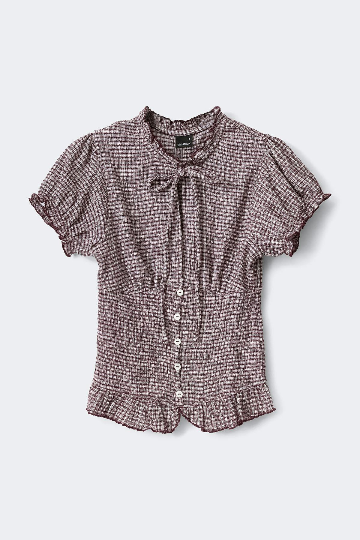 Smock tie top - Strong cerise