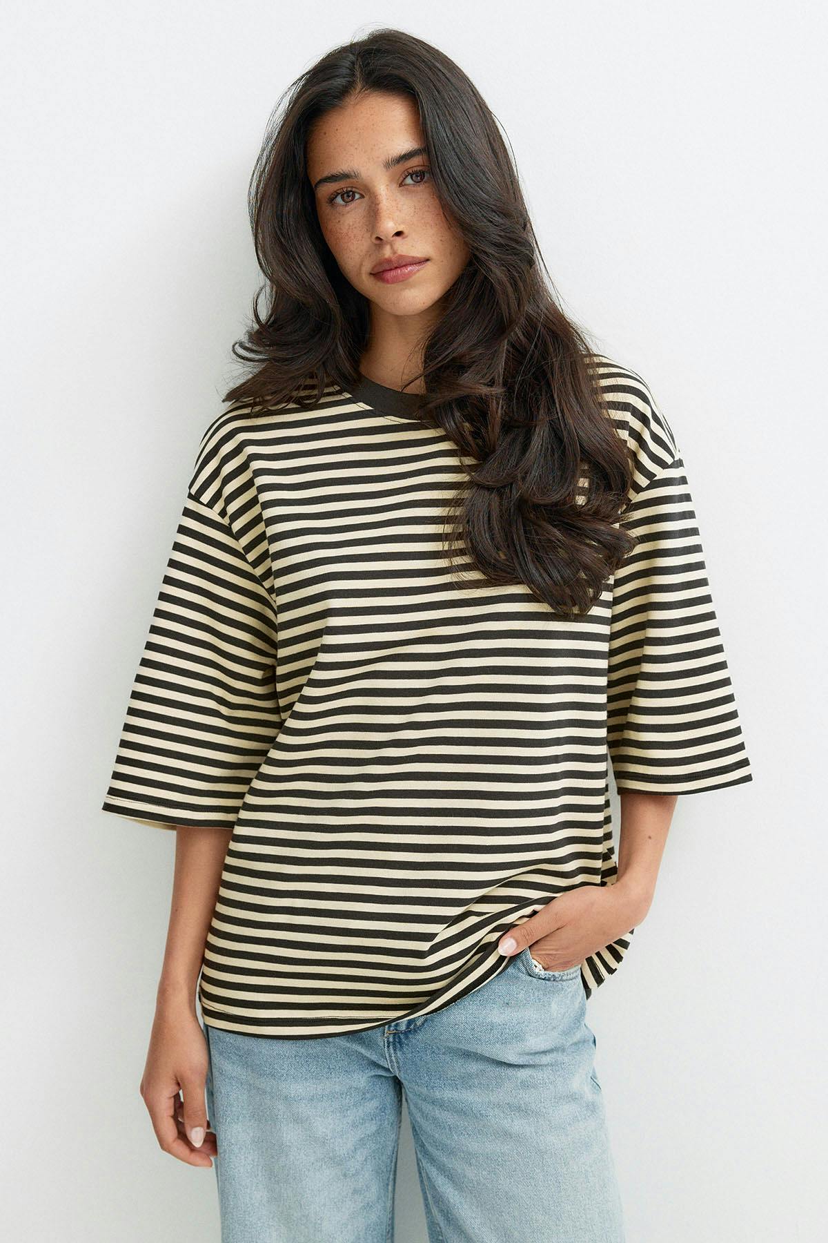 Short sleeve stripe tee - 43 puff powder