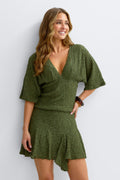 Textured v-neck top - Noir
