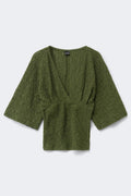 Textured v-neck top - Cypress