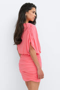 Draped mini dress - Peach