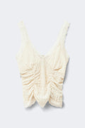 Textured lace detail top - Gardenia