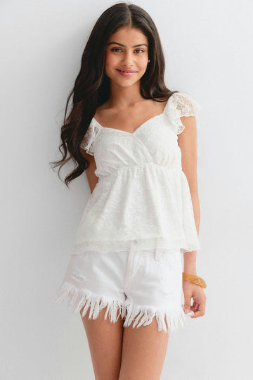 Y cali dream denim shorts - Blanc