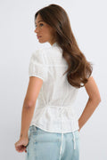 Structured keyhole blouse - Blanc