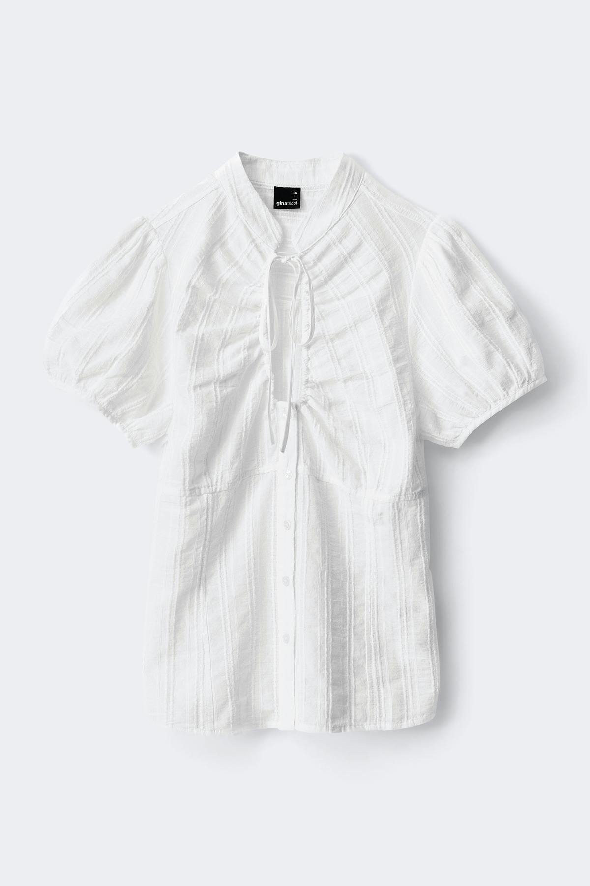 Structured keyhole blouse - Blanc