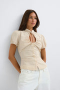 Structured keyhole blouse - Blanc
