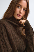Knitted cable cardigan - Chocolate brown