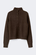 Knitted cable cardigan - Chocolate brown