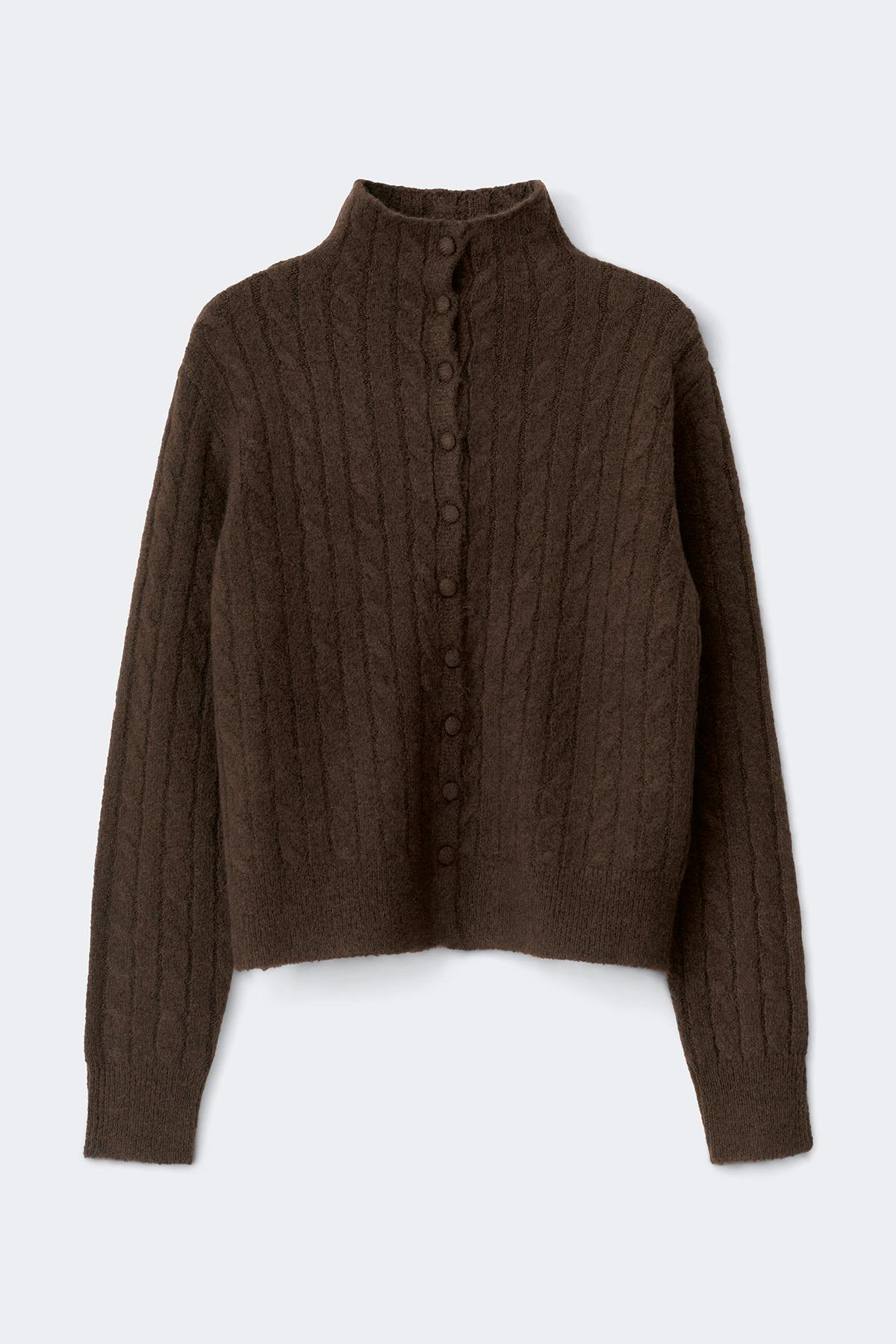 Knitted cable cardigan - Chocolate brown