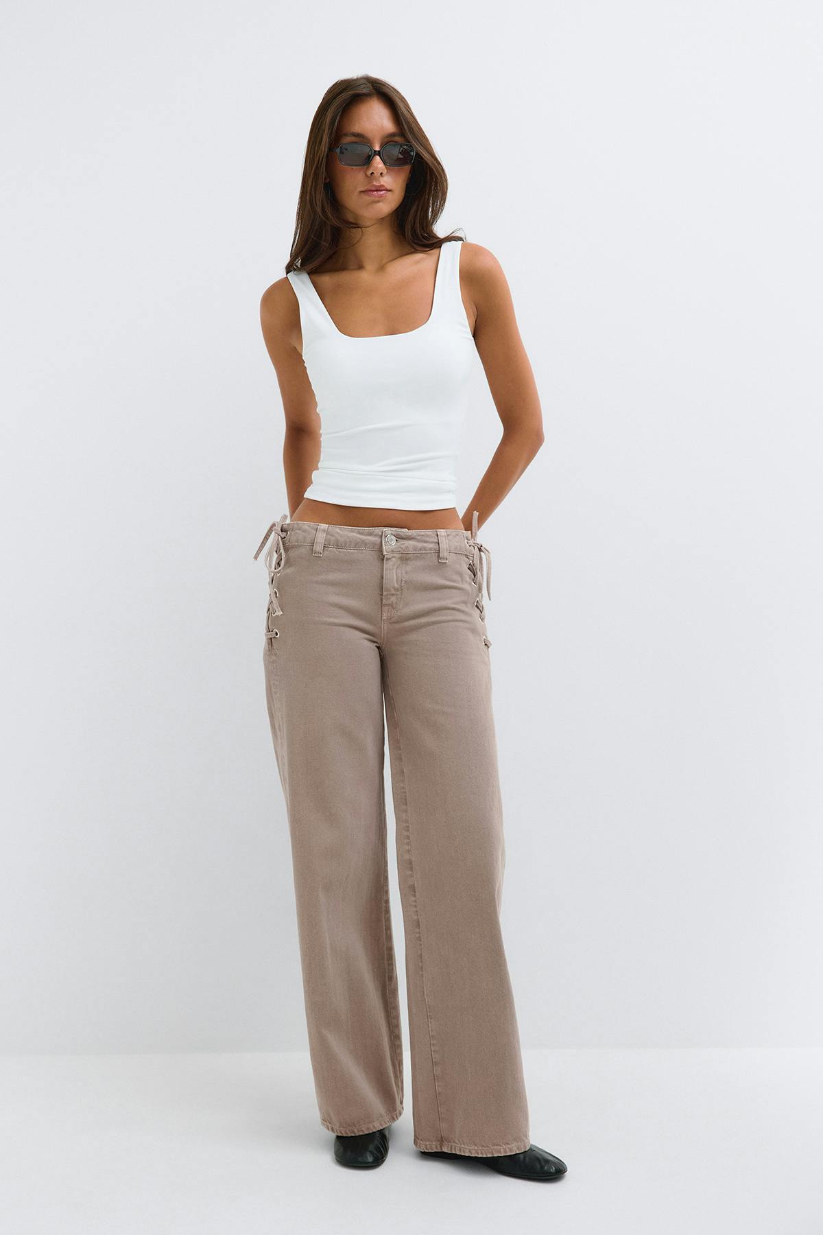Tied up loose jeans - Offblack
