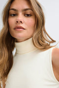 Rib polo top - Blanc cassé