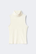 Rib polo top - Blanc cassé