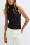 Rib polo top - Blanc cassé