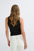 Rib polo top - Noir