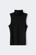Rib polo top - Noir