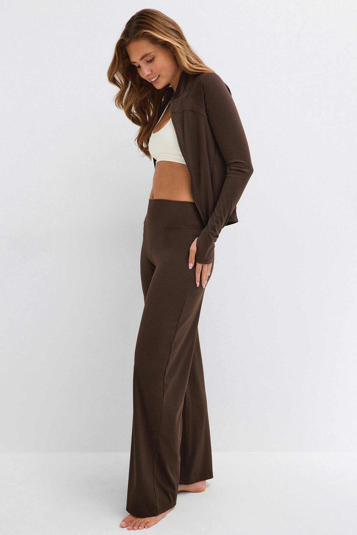 Wide yoga trousers - Marron foncé
