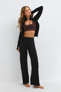 Wide yoga trousers - Marron foncé