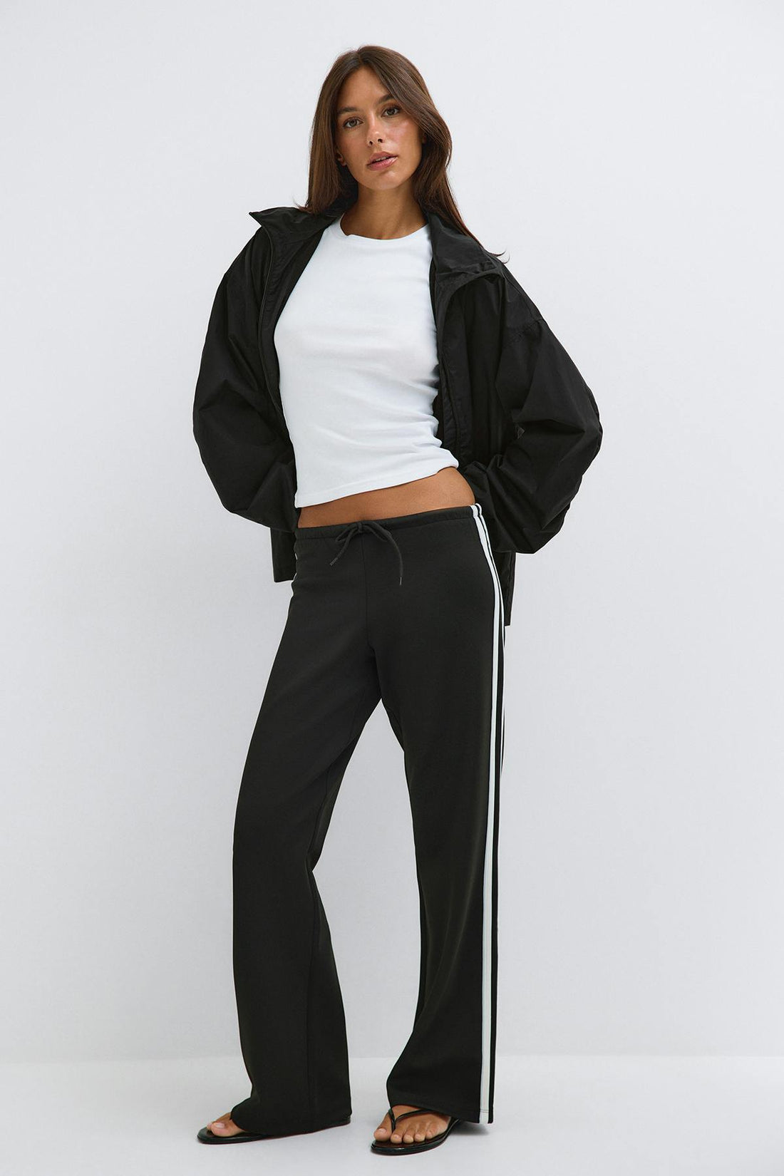 Sporty straight trousers - Noir