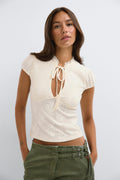 Keyhole tie top - Pale mauve