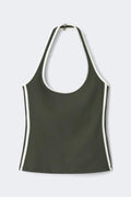 Sporty halterneck singlet - Army green