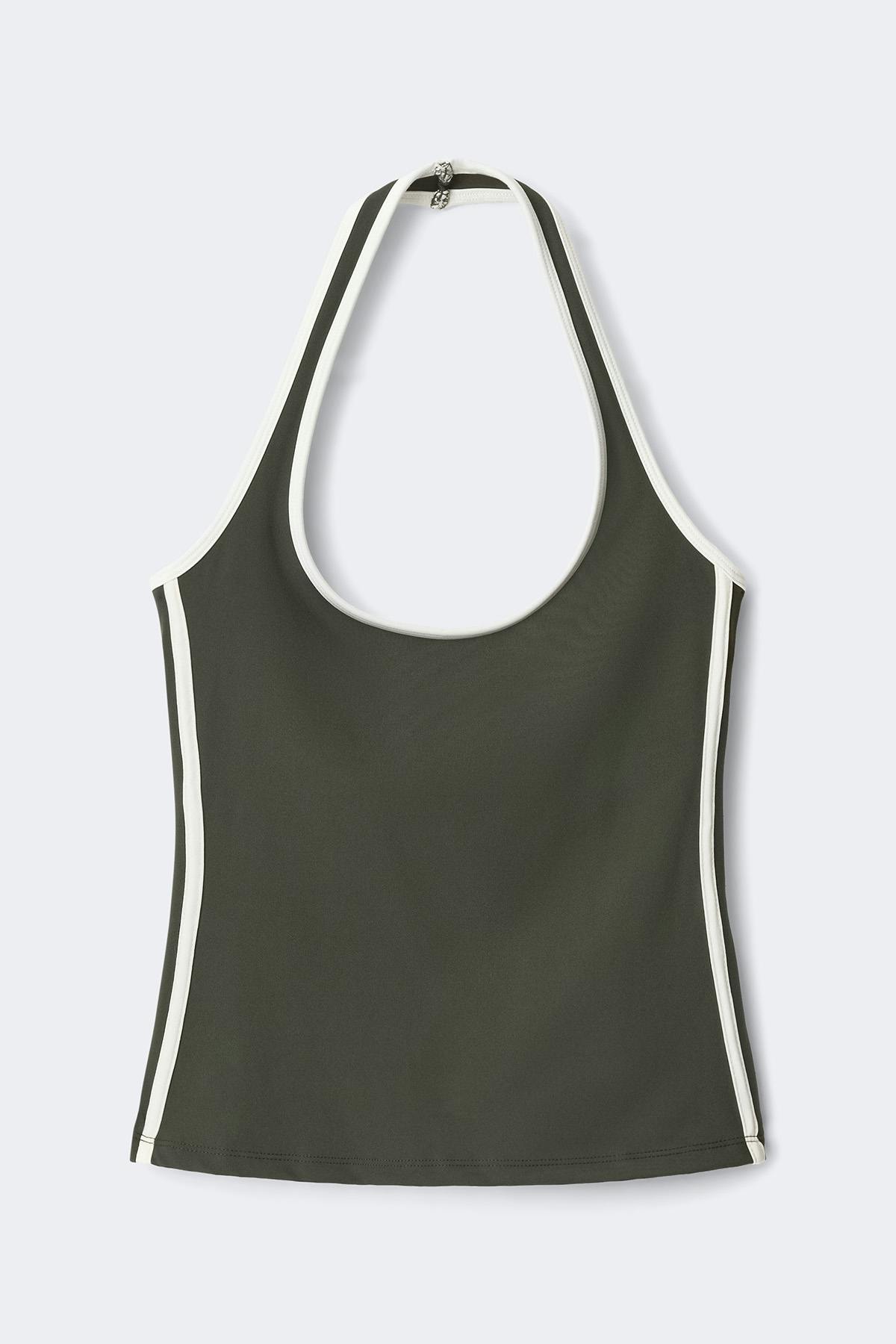 Sporty halterneck singlet - Army green