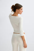 Quarter sleeve loungewear top - Gardenia