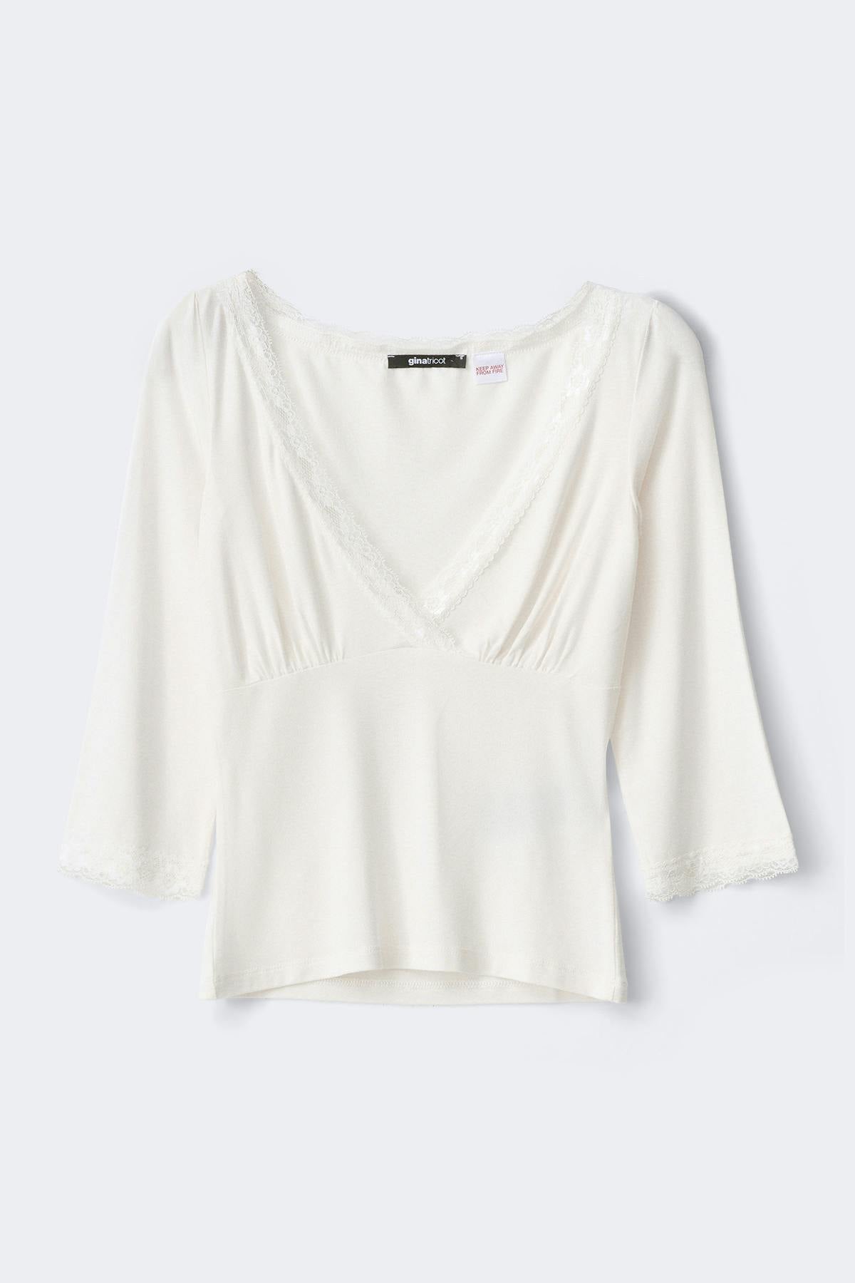 Quarter sleeve loungewear top - Gardenia