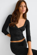 Quarter sleeve loungewear top - Gardenia
