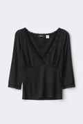 Quarter sleeve loungewear top - Noir