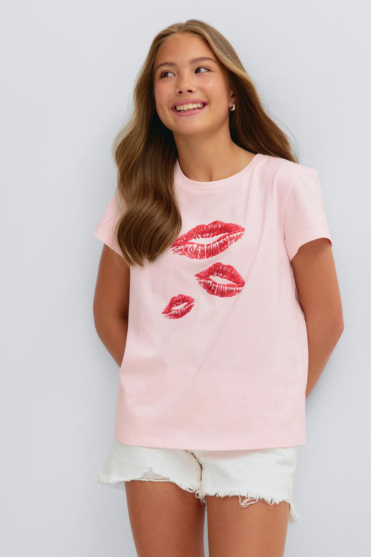 Y printed tee - Ballet slipper/lip