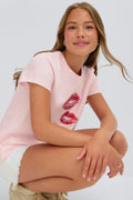 Y printed tee - Ballet slipper/lip
