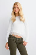 Y lace detail top - Blanc cassé